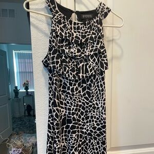 Enfocus Studio Black and White Patterned Maxi Dress